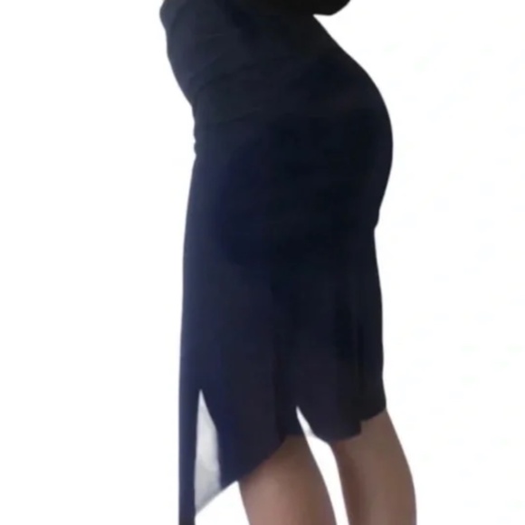 BEC + BRIDGE Navy Mesh Pencil Skirt With Slit | 2 - Picture 8 of 11